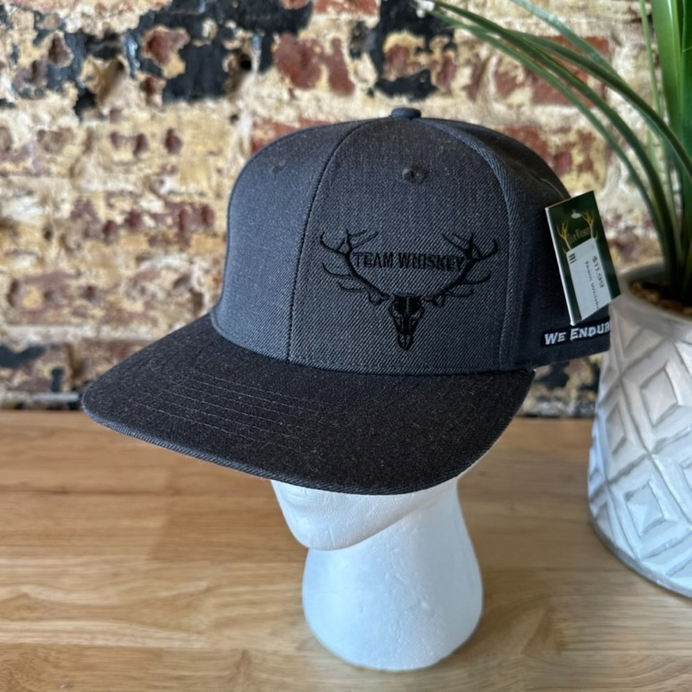 TEAM WHISKEY "We Endure" Gray Snapback Trucker Hat - Art Under Bill NEW